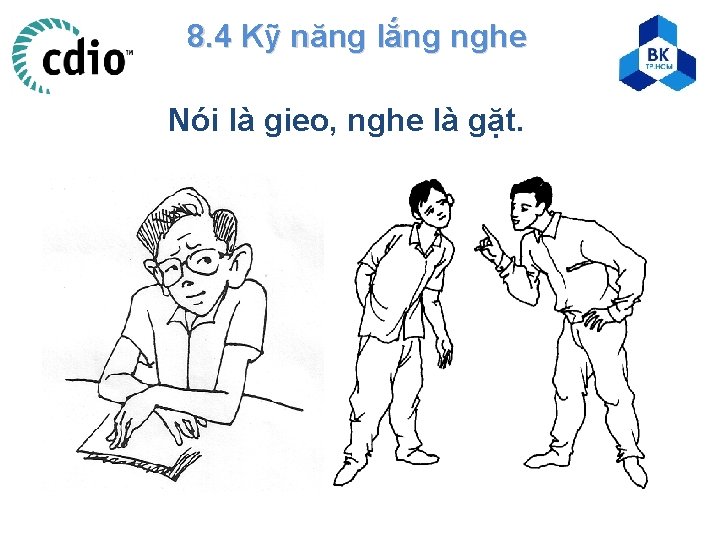 8. 4 Kỹ năng lắng nghe Nói là gieo, nghe là gặt. 