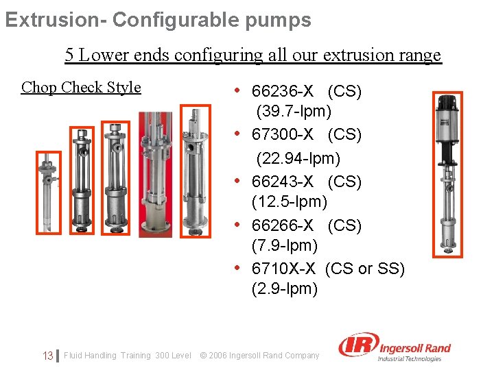Extrusion- Configurable pumps 5 Lower ends configuring all our extrusion range Click to edit