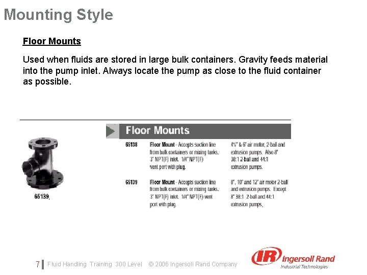 Mounting Style Floor Mounts Click edit subtitle style Gravity feeds material Used whento fluids