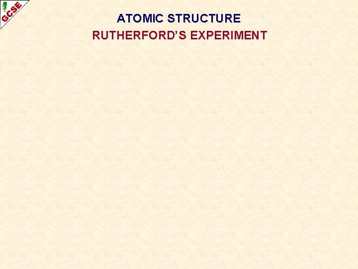 ATOMIC STRUCTURE RUTHERFORD’S EXPERIMENT 