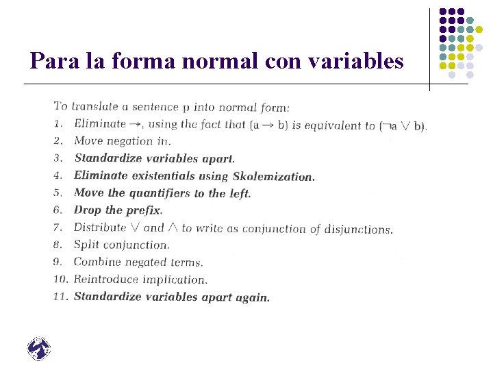 Para la forma normal con variables 