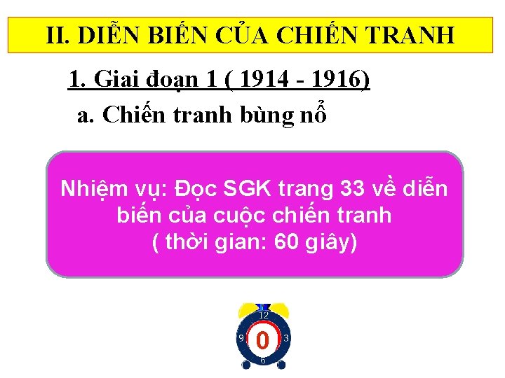 II. DIỄN BIẾN CỦA CHIẾN TRANH 1. Giai đoạn 1 ( 1914 - 1916)