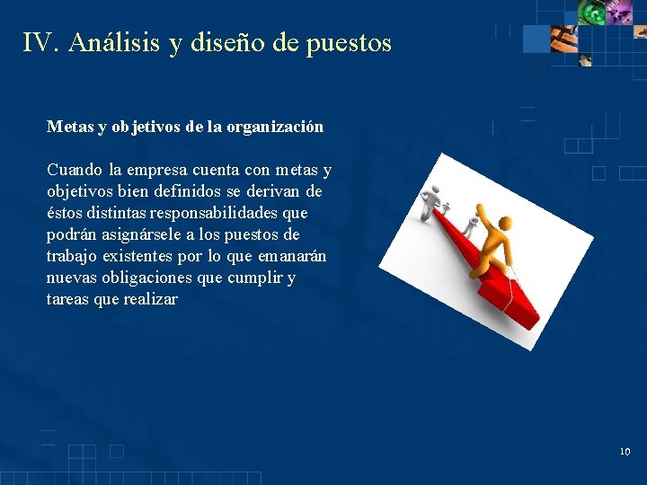 IV. Análisis y diseño de puestos Metas y objetivos de la organización Cuando la IV. Análisis y diseño de puestos Metas y objetivos de la organización Cuando la