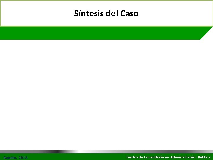 Síntesis del Caso Agosto, 2015 Centro de Consultoría en Administración Pública 