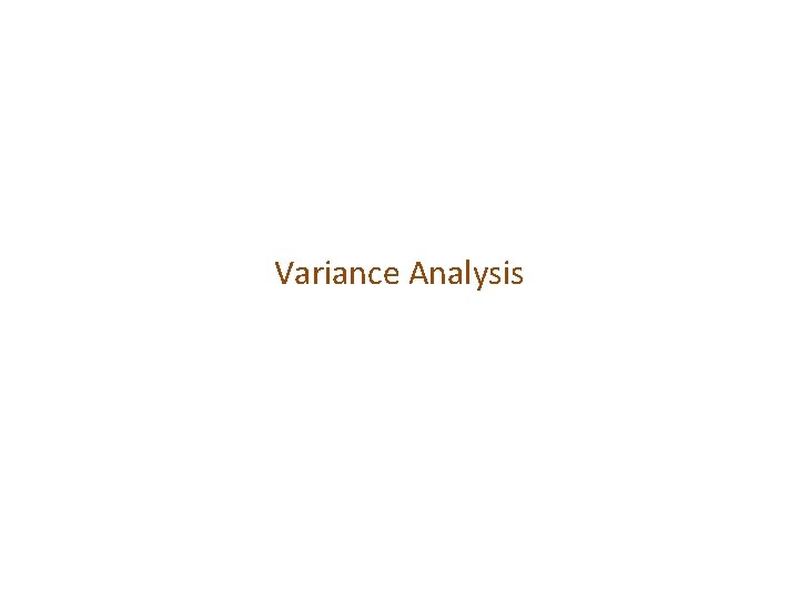 Variance Analysis 