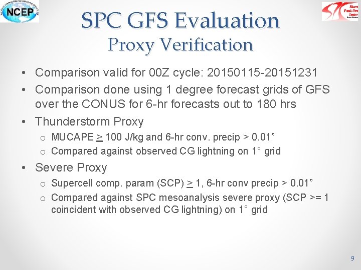 SPC GFS Evaluation Proxy Verification • Comparison valid for 00 Z cycle: 20150115 -20151231