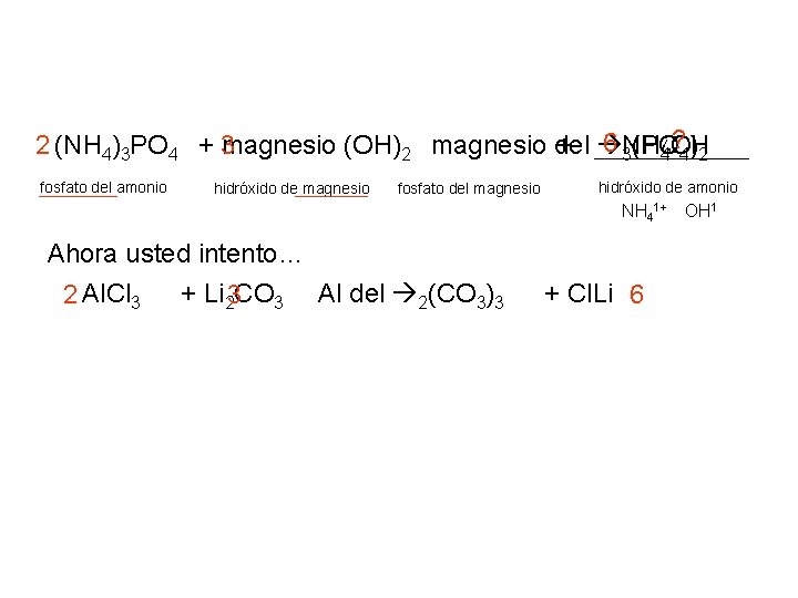 ¿? 2 (NH 4)3 PO 4 + magnesio (OH) 3 + 6 NH 2