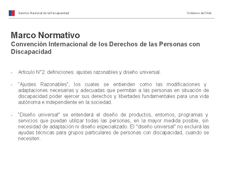 Servicio Nacional de la Discapacidad Gobierno de Chile Marco Normativo Convención Internacional de los