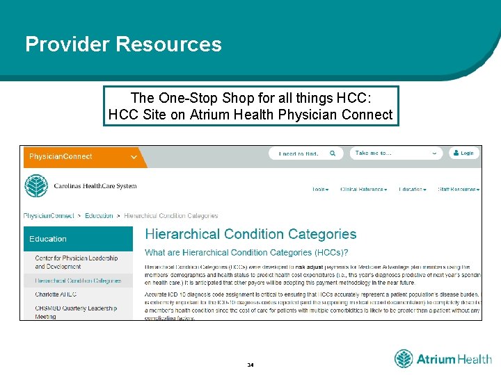 Provider Resources The One-Stop Shop for all things HCC: HCC Site on Atrium Health