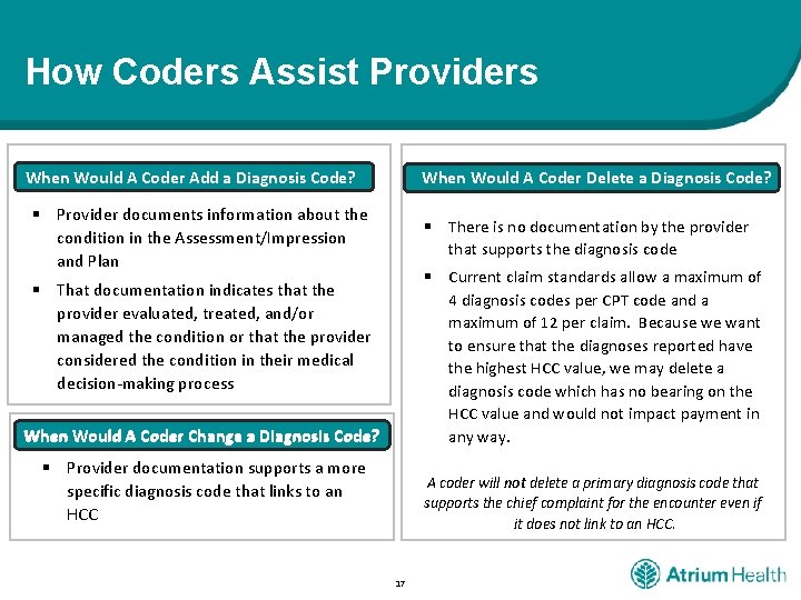 How Coders Assist Providers When Would A Coder Delete a Diagnosis Code? When Would