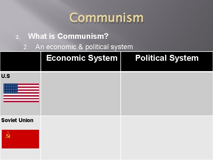 Communism 2. What is Communism? 2. An economic & political system Economic System U. Communism 2. What is Communism? 2. An economic & political system Economic System U.