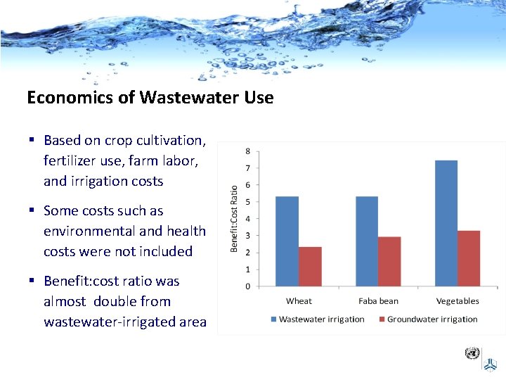 Economics of Wastewater Use § Based on crop cultivation, fertilizer use, farm labor, and