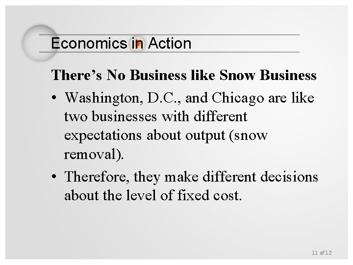 Economics in Action There’s No Business like Snow Business • Washington, D. C. ,