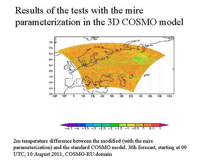 Results of the tests with the mire parameterization in the 3 D COSMO model
