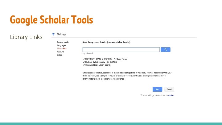 Google Scholar Tools Library Links 
