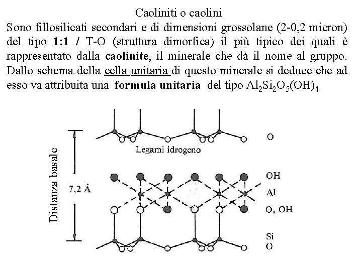 Distanza basale Caoliniti o caolini Sono fillosilicati secondari e di dimensioni grossolane (2 0, Distanza basale Caoliniti o caolini Sono fillosilicati secondari e di dimensioni grossolane (2 0,