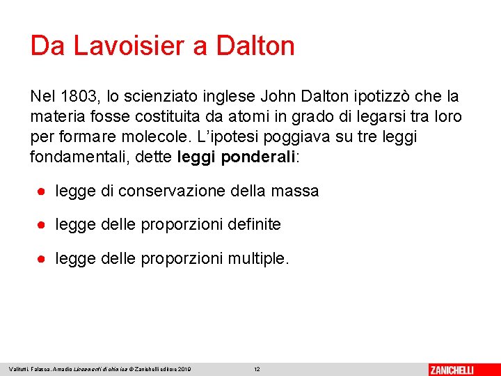 Da Lavoisier a Dalton Nel 1803, lo scienziato inglese John Dalton ipotizzò che la Da Lavoisier a Dalton Nel 1803, lo scienziato inglese John Dalton ipotizzò che la