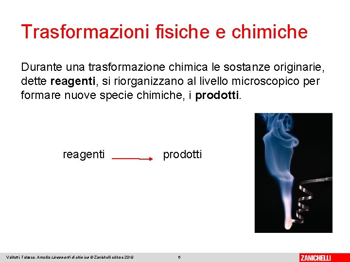 Trasformazioni fisiche e chimiche Durante una trasformazione chimica le sostanze originarie, dette reagenti, si Trasformazioni fisiche e chimiche Durante una trasformazione chimica le sostanze originarie, dette reagenti, si