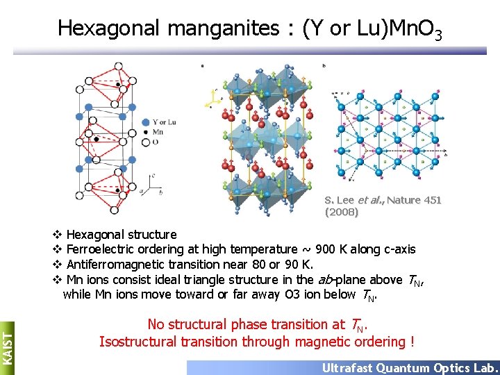 Hexagonal manganites : (Y or Lu)Mn. O 3 S. Lee et al. , Nature