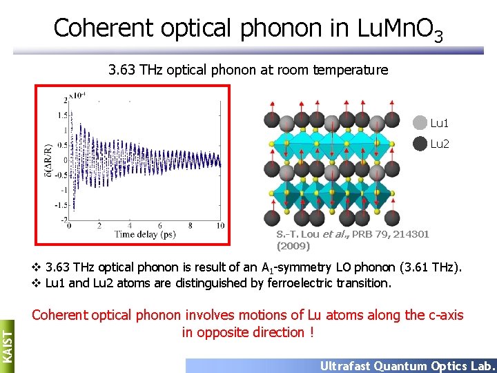 Coherent optical phonon in Lu. Mn. O 3 3. 63 THz optical phonon at