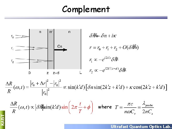 Complement KAIST where Ultrafast Quantum Optics Lab. 