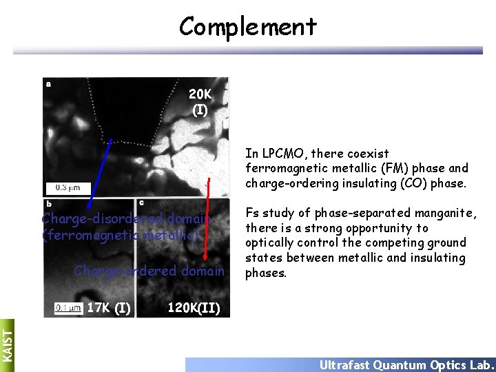 Complement 20 K (I) In LPCMO, there coexist ferromagnetic metallic (FM) phase and charge-ordering