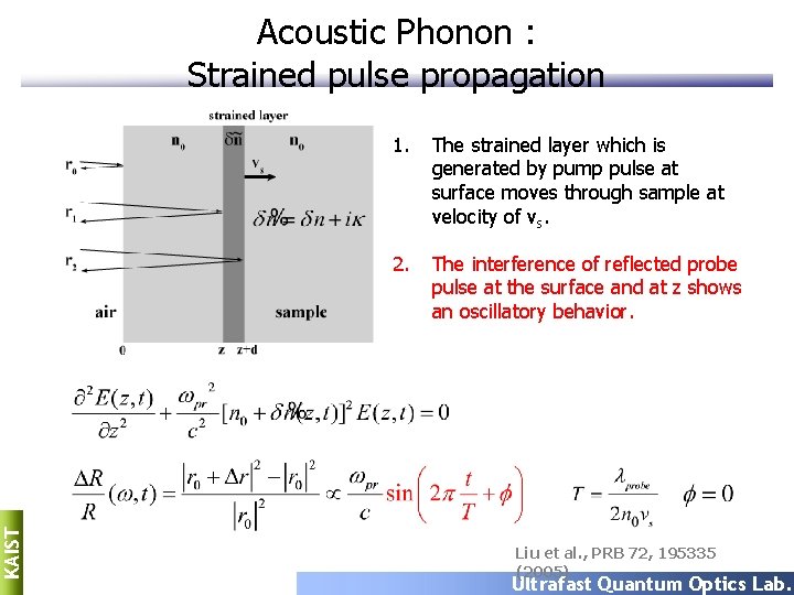 KAIST Acoustic Phonon : Strained pulse propagation 1. The strained layer which is generated