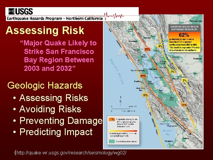 Assessing Risk “Major Quake Likely to Strike San Francisco Bay Region Between 2003 and