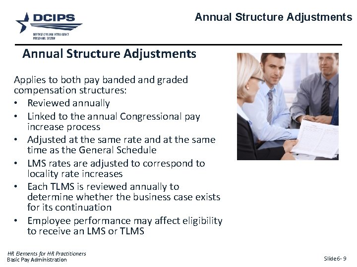 Annual Structure Adjustments Applies to both pay banded and graded compensation structures: • Reviewed
