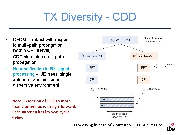 TX Diversity - CDD • OFDM is robust with respect to multi-path propagation (within