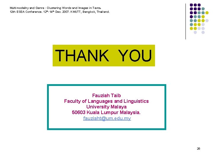 Multimodality and Genre : Clustering Words and Images in Texts. 12 th ESEA Conference.