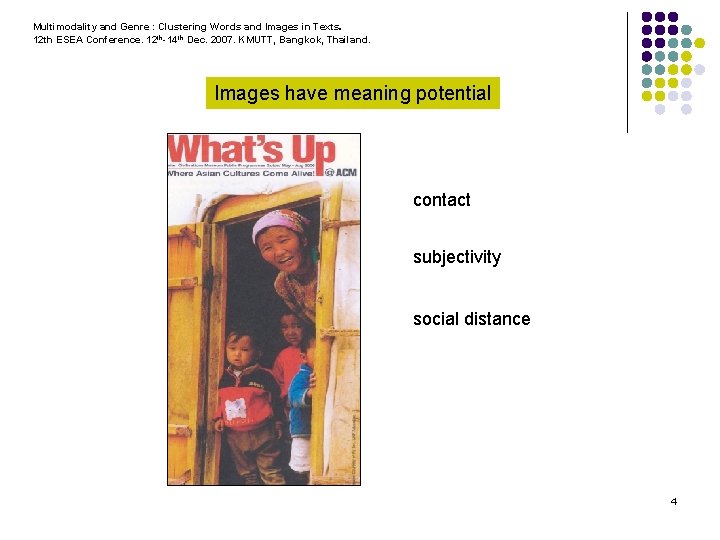 Multimodality and Genre : Clustering Words and Images in Texts. 12 th ESEA Conference.