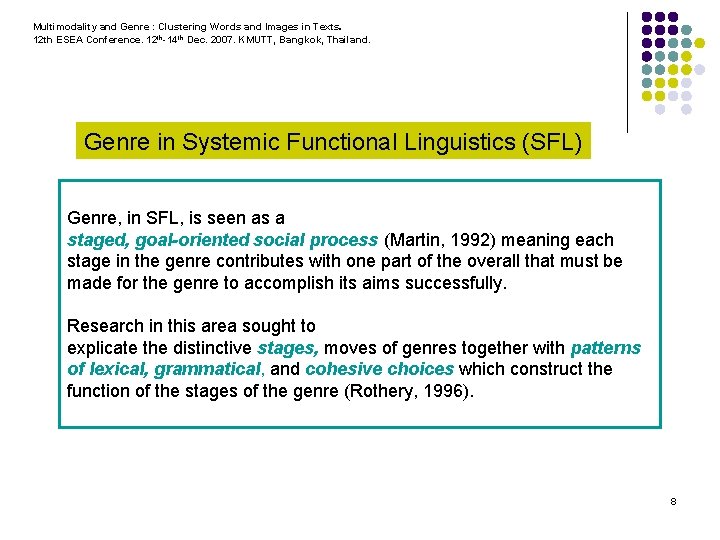 Multimodality and Genre : Clustering Words and Images in Texts. 12 th ESEA Conference.