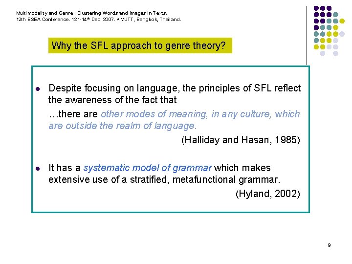 Multimodality and Genre : Clustering Words and Images in Texts. 12 th ESEA Conference.