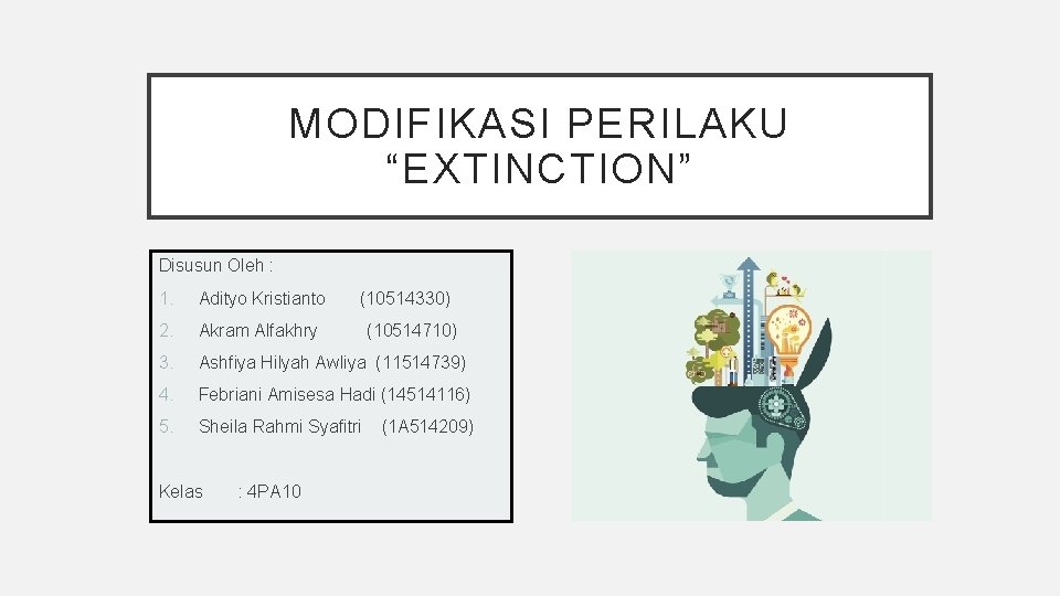 MODIFIKASI PERILAKU “EXTINCTION” Disusun Oleh : 1. Adityo Kristianto 2. Akram Alfakhry 3. Ashfiya