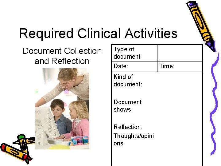 Required Clinical Activities Document Collection and Reflection Type of document Date: Kind of document:
