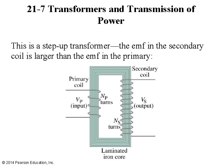 21 -7 Transformers and Transmission of Power This is a step-up transformer—the emf in