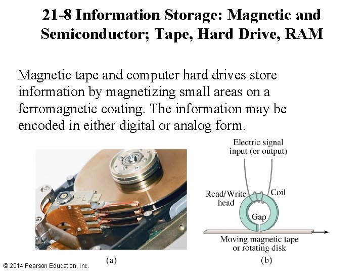 21 -8 Information Storage: Magnetic and Semiconductor; Tape, Hard Drive, RAM Magnetic tape and