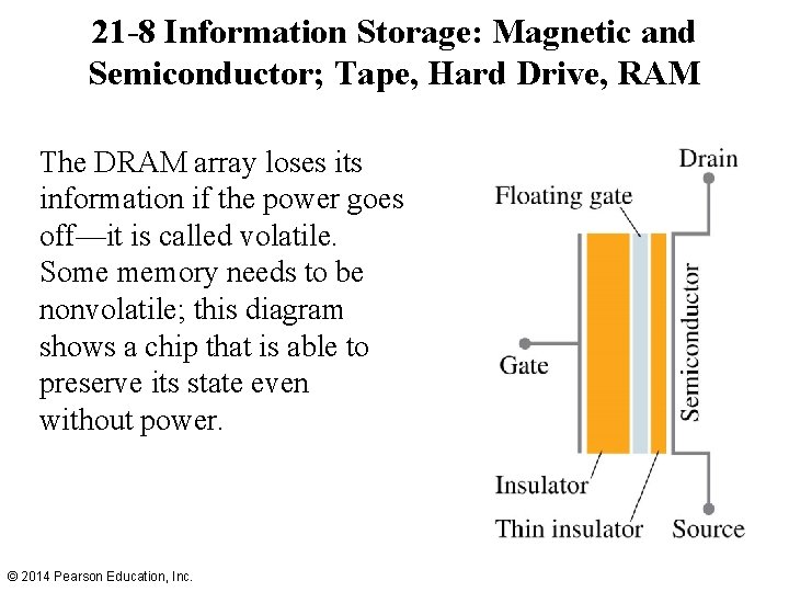 21 -8 Information Storage: Magnetic and Semiconductor; Tape, Hard Drive, RAM The DRAM array