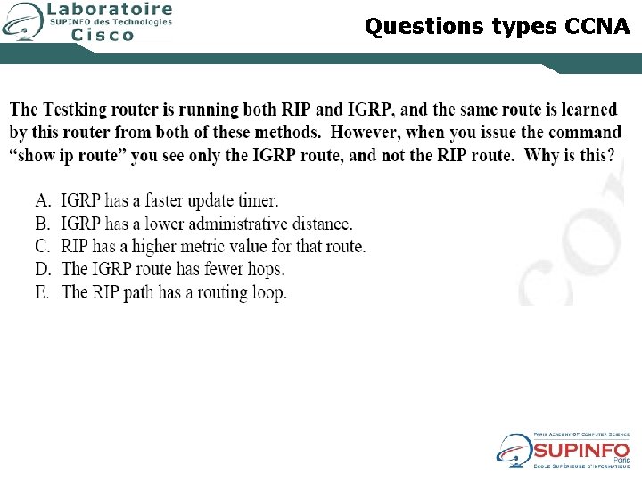 Questions types CCNA 