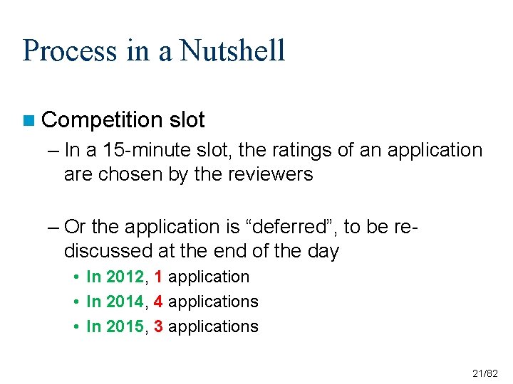 Process in a Nutshell n Competition slot – In a 15 -minute slot, the Process in a Nutshell n Competition slot – In a 15 -minute slot, the