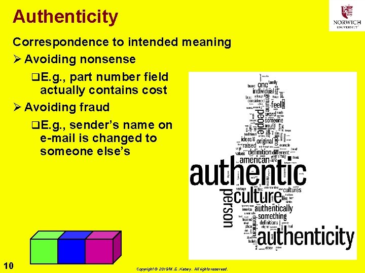 Authenticity Correspondence to intended meaning Ø Avoiding nonsense q. E. g. , part number