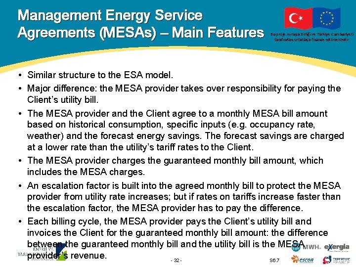 Management Energy Service Agreements (MESAs) – Main Features Bu proje Avrupa Birliği ve Türkiye