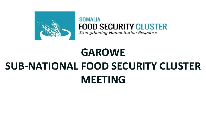 GAROWE SUB-NATIONAL FOOD SECURITY CLUSTER MEETING 