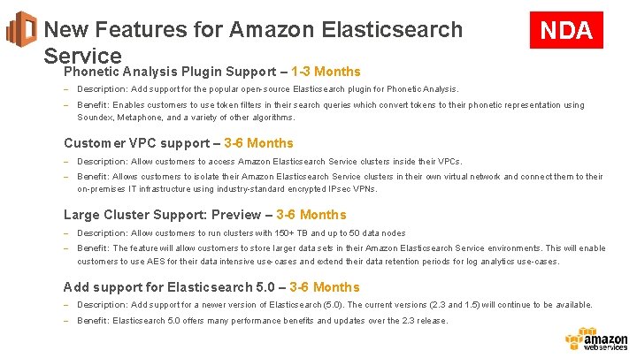 New Features for Amazon Elasticsearch Service NDA Phonetic Analysis Plugin Support – 1 -3