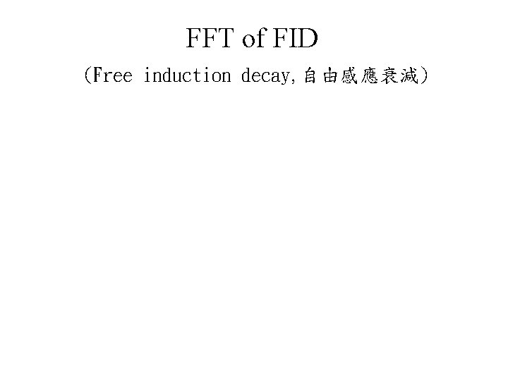 FFT of FID (Free induction decay, 自由感應衰減) 