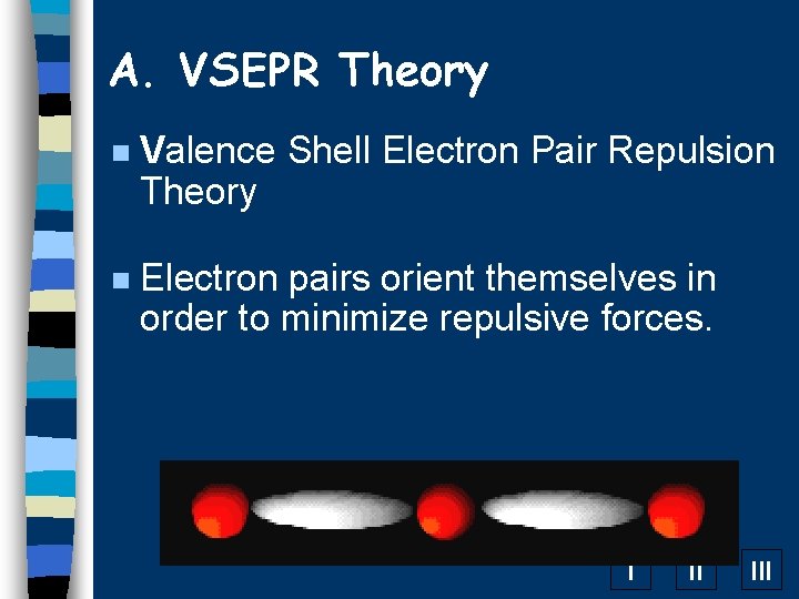 A. VSEPR Theory n Valence Shell Electron Pair Repulsion Theory n Electron pairs orient