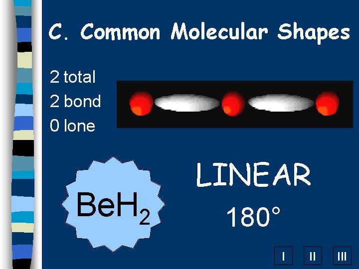C. Common Molecular Shapes 2 total 2 bond 0 lone Be. H 2 LINEAR