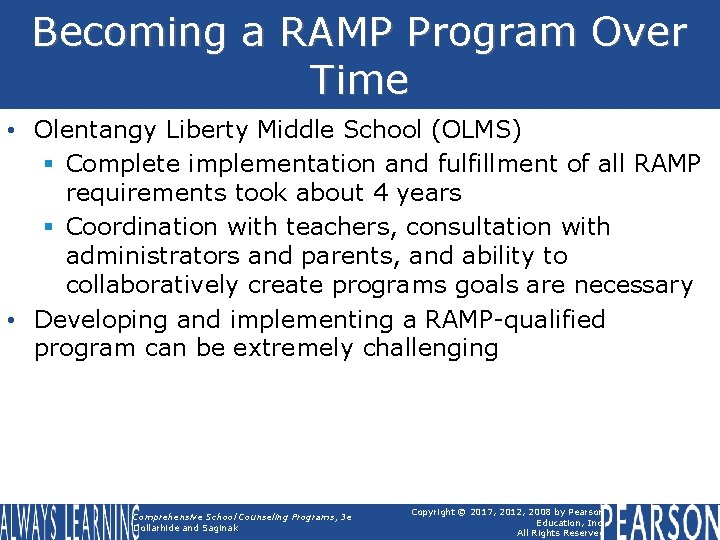 Becoming a RAMP Program Over Time • Olentangy Liberty Middle School (OLMS) § Complete