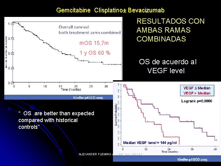 Gemcitabine CIisplatino± Bevacizumab m. OS 15, 7 m RESULTADOS CON AMBAS RAMAS COMBINADAS 1